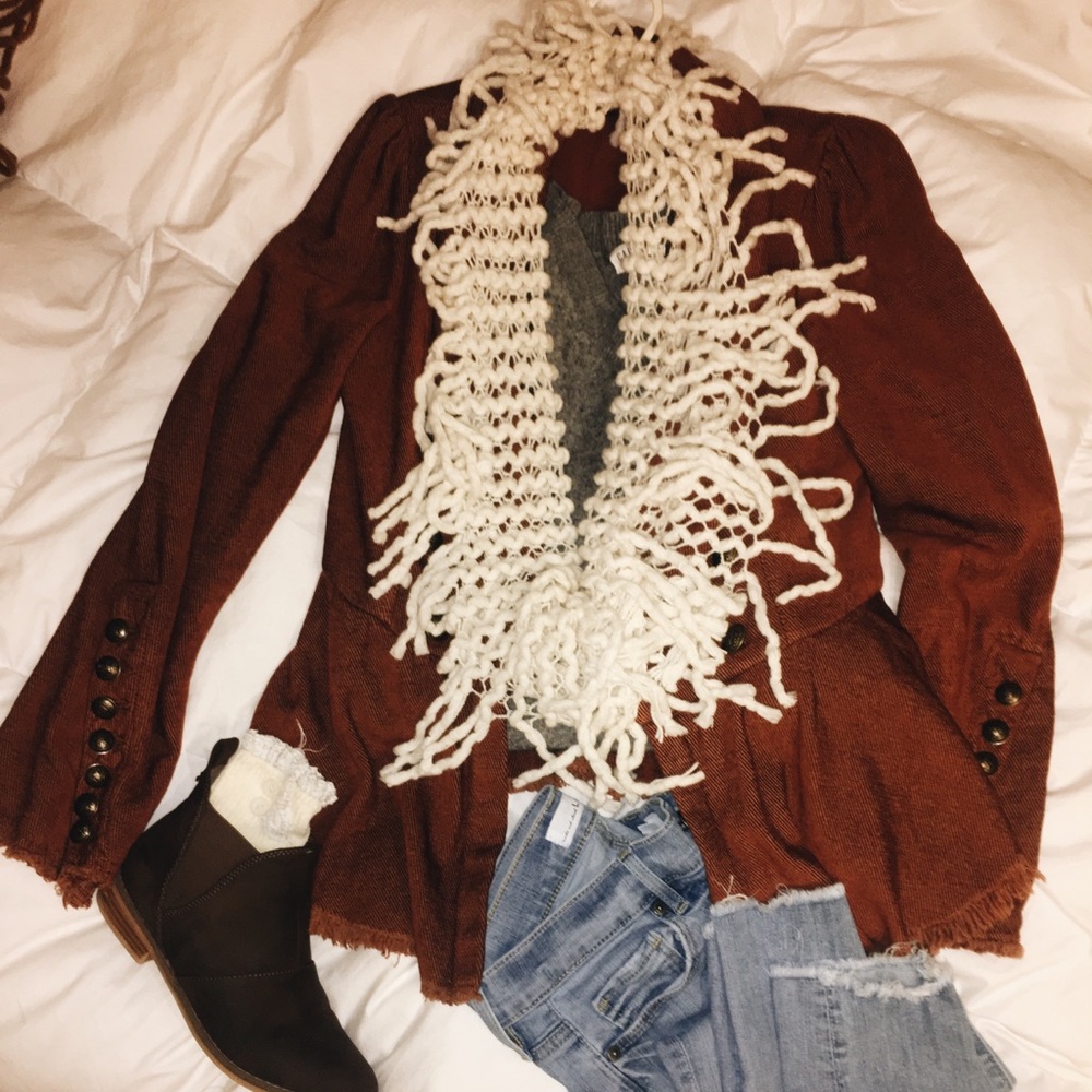 White fringe scarf!!